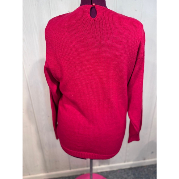 Victoria Harbour Red Beaded Sequin Sweater Large - Picture 8 of 16